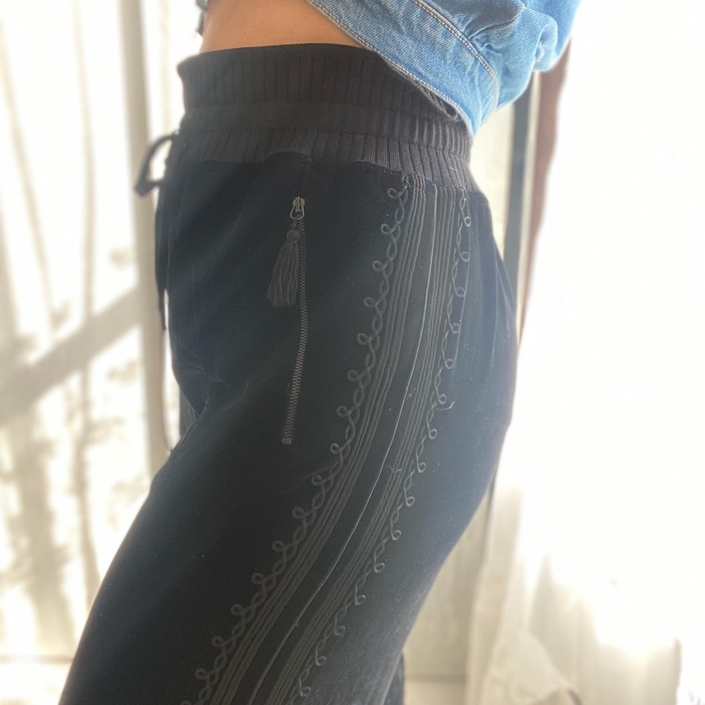 Rare! JEAN PAUL GAULTIER Black Velvet Ultra High Waist Track Pants